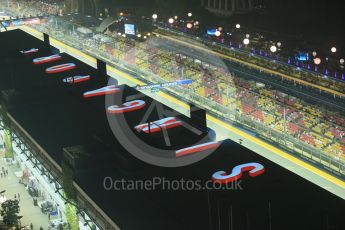 World © Octane Photographic Ltd. Friday 18th September 2015, F1 Singapore Grand Prix Practice 2, View of circuit from Singapore Flyer. Marina Bay. Digital Ref: 1429LB1D6649
