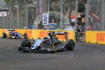 World © Octane Photographic Ltd. Sahara Force India VJM08B – Sergio Perez. Saturday 19th September 2015, F1 Singapore Grand Prix Practice 3, Marina Bay. Digital Ref: 1433CB7D1515