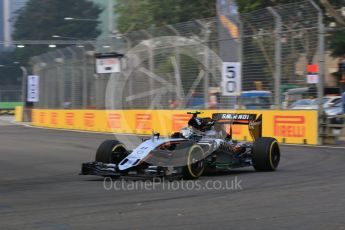 World © Octane Photographic Ltd. Sahara Force India VJM08B – Sergio Perez. Saturday 19th September 2015, F1 Singapore Grand Prix Practice 3, Marina Bay. Digital Ref: 1433CB7D1539