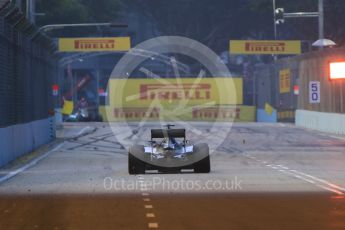 World © Octane Photographic Ltd. Mercedes AMG Petronas F1 W06 Hybrid – Lewis Hamilton goes wide causing a yellow as Nico Rosberg approaches the same corner. Saturday 19th September 2015, F1 Singapore Grand Prix Practice 3, Marina Bay. Digital Ref: 1433CB7D1608