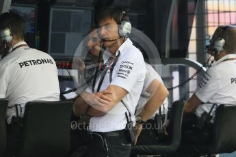 World © Octane Photographic Ltd. Mercedes AMG Petronas - Toto Wolff. Saturday 19th September 2015, F1 Singapore Grand Prix Practice 3, Marina Bay. Digital Ref: 1433LB1D7051