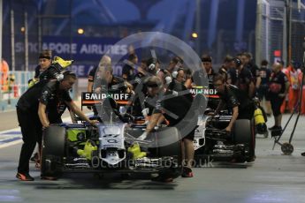World © Octane Photographic Ltd. Sahara Force India VJM08B – Nico Hulkenberg and Sergio Perez. Saturday 19th September 2015, F1 Singapore Grand Prix Practice 3, Marina Bay. Digital Ref: 1433LB1D7665