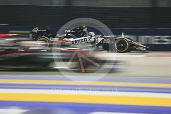 World © Octane Photographic Ltd. Sahara Force India VJM08B – Sergio Perez. Saturday 19th September 2015, F1 Singapore Grand Prix Qualifying, Marina Bay. Digital Ref: 1434CB5D0719