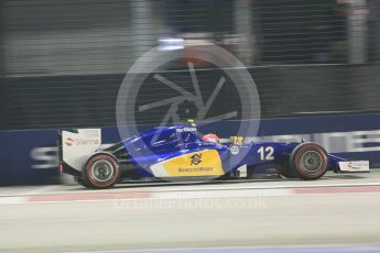 World © Octane Photographic Ltd. Sauber F1 Team C34-Ferrari – Felipe Nasr. Saturday 19th September 2015, F1 Singapore Grand Prix Qualifying, Marina Bay. Digital Ref: 1434CB5D0766