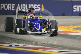 World © Octane Photographic Ltd. Sauber F1 Team C34-Ferrari – Felipe Nasr. Saturday 19th September 2015, F1 Singapore Grand Prix Qualifying, Marina Bay. Digital Ref: 1434CB7D1979