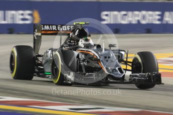 World © Octane Photographic Ltd. Sahara Force India VJM08B – Sergio Perez. Saturday 19th September 2015, F1 Singapore Grand Prix Qualifying, Marina Bay. Digital Ref: 1434CB7D2039
