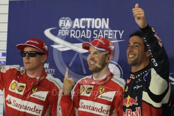 World © Octane Photographic Ltd. Scuderia Ferrari SF15-T– Sebastian Vettel and Kimi Raikkonen, Infiniti Red Bull Racing RB11 – Daniel Ricciardo. Saturday 19th September 2015, F1 Singapore Grand Prix Qualifying, Marina Bay. Digital Ref: 1434LB1D8249