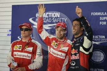 World © Octane Photographic Ltd. Scuderia Ferrari SF15-T– Sebastian Vettel and Kimi Raikkonen, Infiniti Red Bull Racing RB11 – Daniel Ricciardo. Saturday 19th September 2015, F1 Singapore Grand Prix Qualifying, Marina Bay. Digital Ref: 1434LB1D8266