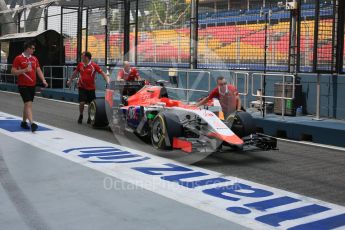 World © Octane Photographic Ltd. Manor Marussia F1 Team MR03B – William Stevens. Saturday 19th September 2015, F1 Singapore Grand Prix Pit lane, Marina Bay. Digital Ref: 1432CB5D0493