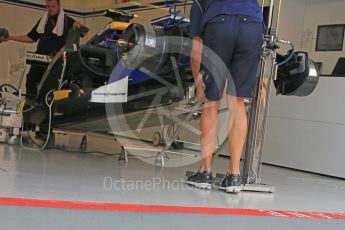 World © Octane Photographic Ltd. Sauber F1 Team C34-Ferrari floor. Saturday 19th September 2015, F1 Singapore Grand Prix Pit lane, Marina Bay. Digital Ref: 1432CB5D0521