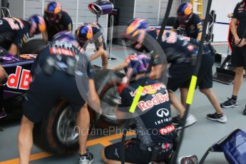 World © Octane Photographic Ltd. Infiniti Red Bull Racing pit stop practice. Saturday 19th September 2015, F1 Singapore Grand Prix Pit lane, Marina Bay. Digital Ref: 1432CB5D0596