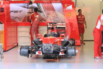 World © Octane Photographic Ltd. Scuderia Ferrari SF15-T– Sebastian Vettel. Saturday 19th September 2015, F1 Singapore Grand Prix Pit lane, Marina Bay. Digital Ref: 1432CB7D1177