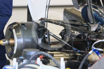 World © Octane Photographic Ltd. Sauber F1 Team C34-Ferrari rear brakes. Saturday 19th September 2015, F1 Singapore Grand Prix Pit lane, Marina Bay. Digital Ref: 1432CB7D1237