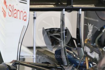 World © Octane Photographic Ltd. Sauber F1 Team C34-Ferrari rear wing and monkey seat. Saturday 19th September 2015, F1 Singapore Grand Prix Pit lane, Marina Bay. Digital Ref: 1432CB7D1243