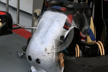 World © Octane Photographic Ltd. Lotus F1 Team E23 Hybrid – Romain Grosjean's seat. Saturday 19th September 2015, F1 Singapore Grand Prix Pit lane, Marina Bay. Digital Ref: 1432CB7D1251