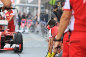 World © Octane Photographic Ltd. Scuderia Ferrari SF15-T– pit stop practice. Saturday 19th September 2015, F1 Singapore Grand Prix Pit lane, Marina Bay. Digital Ref: 1432CB7D1284