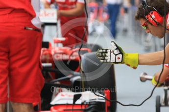 World © Octane Photographic Ltd. Scuderia Ferrari SF15-T– pit stop practice. Saturday 19th September 2015, F1 Singapore Grand Prix Pit lane, Marina Bay. Digital Ref: 1432CB7D1298