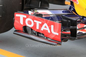 World © Octane Photographic Ltd. Infiniti Red Bull Racing RB11 front wing endplate detail– Daniil Kvyat. Saturday 19th September 2015, F1 Singapore Grand Prix Pit lane, Marina Bay. Digital Ref: 1432CB7D1328