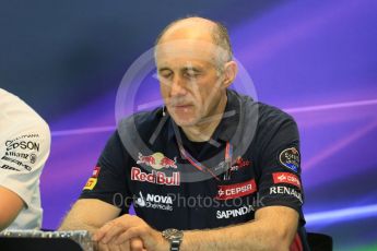 World © Octane Photographic Ltd. FIA Team Personnel Conference. Friday 18th September 2015, F1 Singapore. Franz Tost - Scuderia Toro Rosso – Team Principle. Digital Ref:1430CB5D0453