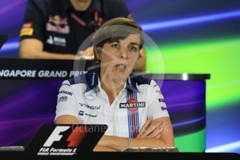 World © Octane Photographic Ltd. FIA Team Personnel Conference. Friday 18th September 2015, F1 Singapore. Claire Williams - Williams Martini Racing – Deputy Team Principle. Digital Ref:1430CB5D0461