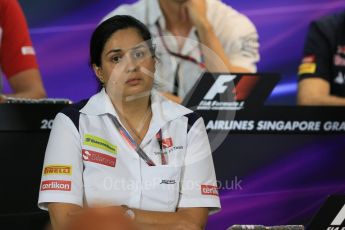 World © Octane Photographic Ltd. FIA Team Personnel Conference. Friday 18th September 2015, F1 Singapore. Monisha Kaltenborn – Sauber F1 Team – Team Principle. Digital Ref:1430CB5D0466