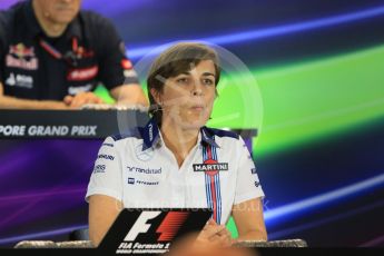 World © Octane Photographic Ltd. FIA Team Personnel Conference. Friday 18th September 2015, F1 Singapore. Claire Williams - Williams Martini Racing – Deputy Team Principle. Digital Ref:1430CB5D0473