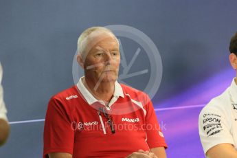 World © Octane Photographic Ltd. FIA Team Personnel Conference. Friday 18th September 2015, F1 Singapore. John Booth - Manor Marussia F1 Team – Team Principle. Digital Ref:1430CB5D0474