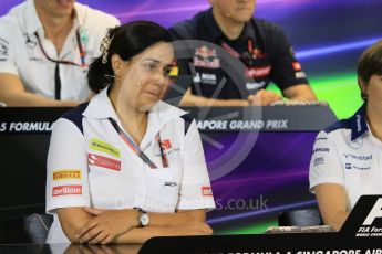 World © Octane Photographic Ltd. FIA Team Personnel Conference. Friday 18th September 2015, F1 Singapore. Monisha Kaltenborn – Sauber F1 Team – Team Principle. Digital Ref:1430CB7D1116