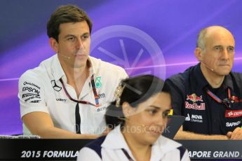 World © Octane Photographic Ltd. FIA Team Personnel Conference. Friday 18th September 2015, F1 Singapore. Toto Wolff - Mercedes AMG Petronas – Executvie Director. Digital Ref:1430CB7D1119