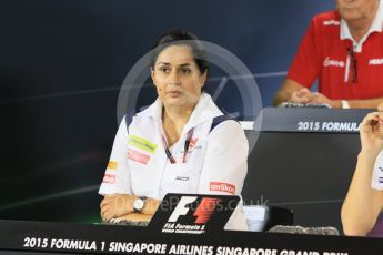 World © Octane Photographic Ltd. FIA Team Personnel Conference. Friday 18th September 2015, F1 Singapore. Monisha Kaltenborn – Sauber F1 Team – Team Principle. Digital Ref:1430CB7D1143