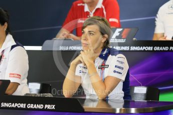 World © Octane Photographic Ltd. FIA Team Personnel Conference. Friday 18th September 2015, F1 Singapore. Claire Williams - Williams Martini Racing – Deputy Team Principle. Digital Ref:1430CB7D1152
