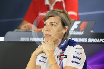 World © Octane Photographic Ltd. FIA Team Personnel Conference. Friday 18th September 2015, F1 Singapore. Claire Williams - Williams Martini Racing – Deputy Team Principle. Digital Ref:1430CB7D1156