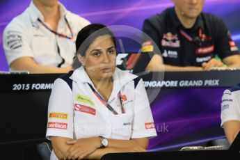 World © Octane Photographic Ltd. FIA Team Personnel Conference. Friday 18th September 2015, F1 Singapore. Monisha Kaltenborn – Sauber F1 Team – Team Principle. Digital Ref:1430CB7D1173
