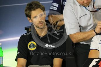 World © Octane Photographic Ltd. Lotus F1 Team – Romain Grosjean. Thursday 17th September 2015, F1 Singapore Grand Prix FIA Drivers’ Press Conference, Marina Bay. Digital Ref: 1425CB7D0041