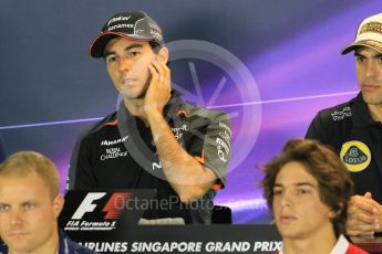 World © Octane Photographic Ltd. Sahara Force India – Sergio Perez. Thursday 17th September 2015, F1 Singapore Grand Prix FIA Drivers’ Press Conference, Marina Bay. Digital Ref: 1425CB7D0080