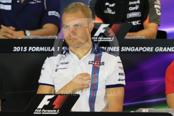 World © Octane Photographic Ltd. Williams Martini Racing – Valtteri Bottas. Thursday 17th September 2015, F1 Singapore Grand Prix FIA Drivers’ Press Conference, Marina Bay. Digital Ref: 1425CB7D0083