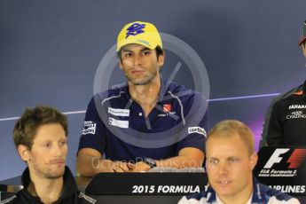 World © Octane Photographic Ltd. Sauber F1 Team – Felipe Nasr. Thursday 17th September 2015, F1 Singapore Grand Prix FIA Drivers’ Press Conference, Marina Bay. Digital Ref: 1425CB7D0106