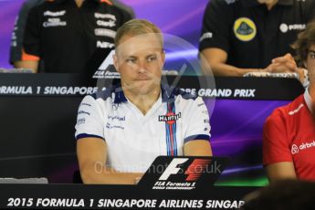 World © Octane Photographic Ltd. Williams Martini Racing – Valtteri Bottas. Thursday 17th September 2015, F1 Singapore Grand Prix FIA Drivers’ Press Conference, Marina Bay. Digital Ref: 1425CB7D0110