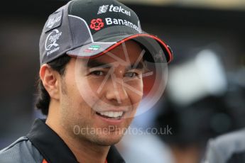 World © Octane Photographic Ltd. Sahara Force India – Sergio Perez. Thursday 17th September 2015, F1 Singapore Grand Prix FIA Drivers’ Press Conference, Marina Bay. Digital Ref: 1425CB7D0147