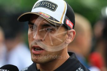 World © Octane Photographic Ltd. Lotus F1 Team – Romain Grosjean. Thursday 17th September 2015, F1 Singapore Grand Prix FIA Drivers’ Press Conference, Marina Bay. Digital Ref: 1425CB7D0163