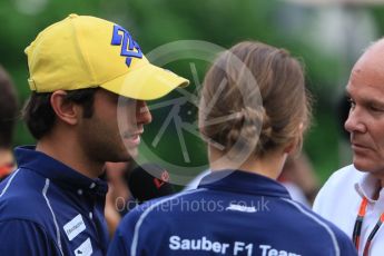 World © Octane Photographic Ltd. Sauber F1 Team – Felipe Nasr. Thursday 17th September 2015, F1 Singapore Grand Prix FIA Drivers’ Press Conference, Marina Bay. Digital Ref: 1425CB7D0174