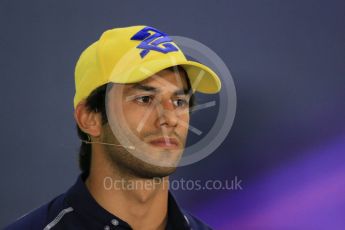 World © Octane Photographic Ltd. Sauber F1 Team – Felipe Nasr. Thursday 17th September 2015, F1 Singapore Grand Prix FIA Drivers’ Press Conference, Marina Bay. Digital Ref: 1425LB1D4305