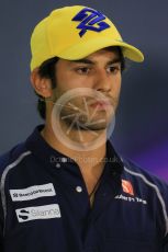 World © Octane Photographic Ltd. Sauber F1 Team – Felipe Nasr. Thursday 17th September 2015, F1 Singapore Grand Prix FIA Drivers’ Press Conference, Marina Bay. Digital Ref: 1425LB1D4312