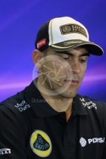 World © Octane Photographic Ltd. Lotus F1 Team – Pastor Maldonado. Thursday 17th September 2015, F1 Singapore Grand Prix FIA Drivers’ Press Conference Marina Bay. Digital Ref: 1425LB1D4366