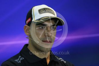 World © Octane Photographic Ltd. Lotus F1 Team – Pastor Maldonado. Thursday 17th September 2015, F1 Singapore Grand Prix FIA Drivers’ Press Conference Marina Bay. Digital Ref: 1425LB1D4390