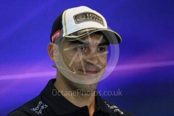 World © Octane Photographic Ltd. Lotus F1 Team – Pastor Maldonado. Thursday 17th September 2015, F1 Singapore Grand Prix FIA Drivers’ Press Conference Marina Bay. Digital Ref: 1425LB1D4396
