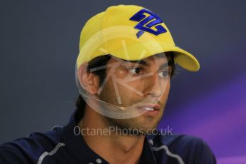 World © Octane Photographic Ltd. Sauber F1 Team – Felipe Nasr. Thursday 17th September 2015, F1 Singapore Grand Prix FIA Drivers’ Press Conference, Marina Bay. Digital Ref: 1425LB1D4413