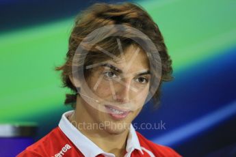 World © Octane Photographic Ltd. Manor Marussia F1 Team – Roberto Merhi. Thursday 17th September 2015, F1 Singapore Grand Prix FIA Drivers’ Press Conference, Marina Bay. Digital Ref: 1425LB1D4442