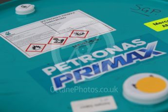 World © Octane Photographic Ltd. Mercedes AMG Petronas F1 W06 Hybrid – Race Fuel. Thursday 17th September 2015, F1 Singapore Grand Prix Paddock, Marina Bay. Digital Ref: