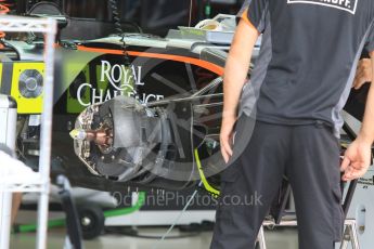 World © Octane Photographic Ltd. Sahara Force India VJM08B. Thursday 17th September 2015, F1 Singapore Grand Prix Pit lane, Marina Bay. Digital Ref: 1424CB7D9609